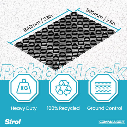 Strol PebbleLock Interlocking Permeable Paver Grid - Heavy-Duty Plastic Gravel Stabilizer Panels for Driveways, Parking Pads, Outdoor Flooring, Landscape Edging, Mud Control - 12-Pack (64 sq ft)