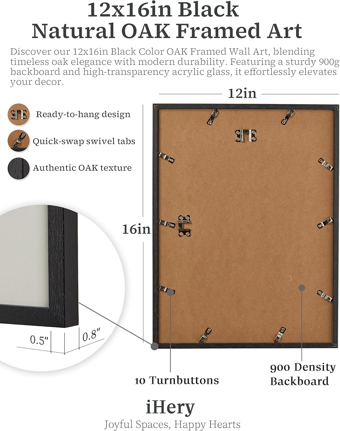 12x16in Set 1 iHery Natural Black OAK Wood Disco Tequila Newspaper Framed Wall Art, Trendy Modern Cocktail Bar Cart