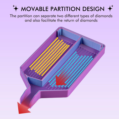 Diamond Art Trays with Lids, Multi-Color Partitioned Diamond Painting Tray, Suitable for 5D Diamond Dots, Purple Gold