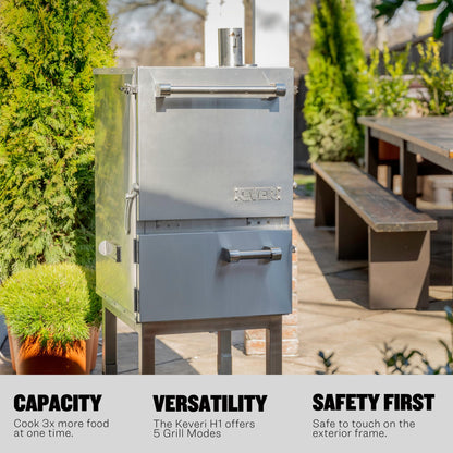 Keveri H1 Inox | | Multi-Purpose Stainless Steel Charcoal Oven | Grill, Smoker, Roast, Bake, Pizza Oven