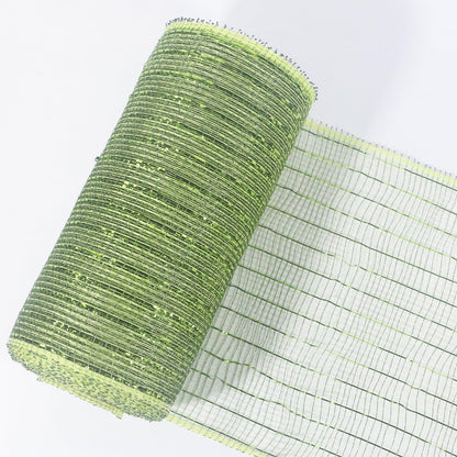 JStnana 3 Rolls Army Green Deco Mesh Ribbon, 6 Inch x 30FT Per Roll Metallic Foil Burlap Deco Mesh Fabric for Spring Saint Patricks Day Easter Thanksgiving Fall Wedding Wreath Bow Making DIY Craft