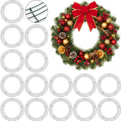 Hotop 15 Pcs 12'' Metal Wreath Frame Wire Rings Crafts Wreath Making for Christmas New Year Valentines Decoration, Dark Green