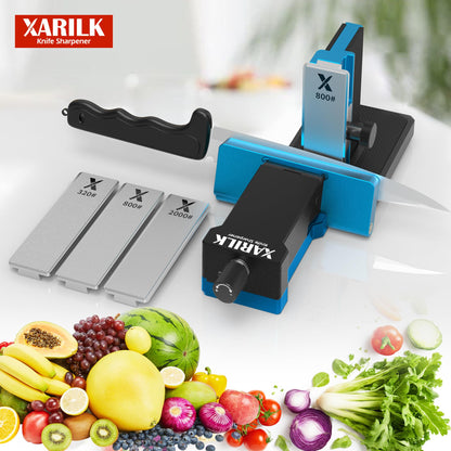 XARILK Upgraded Rolling Knife Sharpener Kit – Adjustable 10 – 40°, Removable Diamond Stones (320#, 800#, 2000#), Compact & Portable – Premium Knife Sharpening System for Kitchen & Outdoor Use