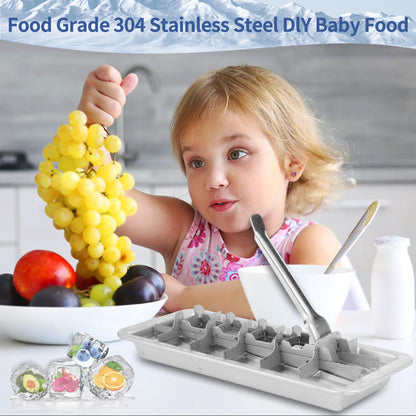 Stainless Steel Ice Cube Trays for Freezer, 18-Slot Vintage Inspired Design Metal Ice Cube Trays with Removable Tray, Easy Release Handle, Dishwasher Safe for Bars, Kitchens & Frozen Foods