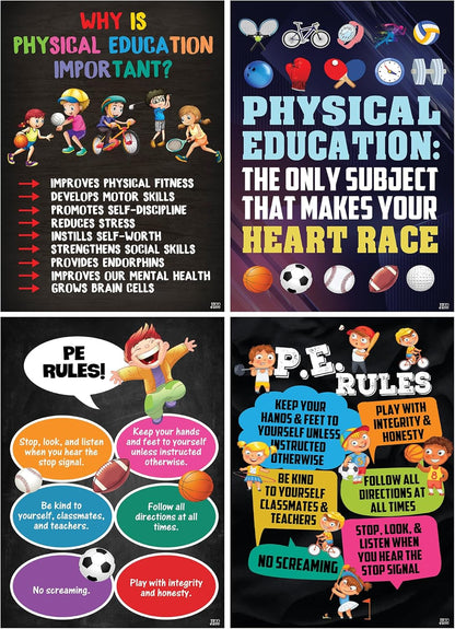 11''x17'' (Set 4 Jinniee Classroom exercise poster Calm Posters and Kids Work Out for Sports Poster Tools collection