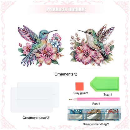 antor 2 Pcs Hummingbird Diamond Painting Desktop Ornaments Kit for Adults Beginner 5D DIY Diamond Art Tabletop Decorations Special Gem Mosaic Arts Crafts Home Bedroom Table Decor