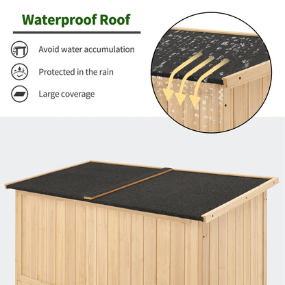 MCombo Outdoor Storage Cabinet, Wooden Storage Shed with Latch, Outside Garden Tool Shed with 2 Doors for Patio Yard Lawn, 1900 (Natural, Large)