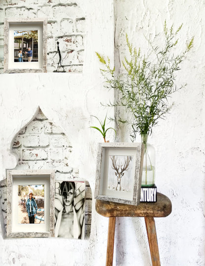 Houstimi Wooden Farmhouse 5x7 Shadow Box Frame Small Shadow Box Display Case Glass Surface Internal Depth 0.6 inch for Wall or Tabletop（White,4 Pack）
