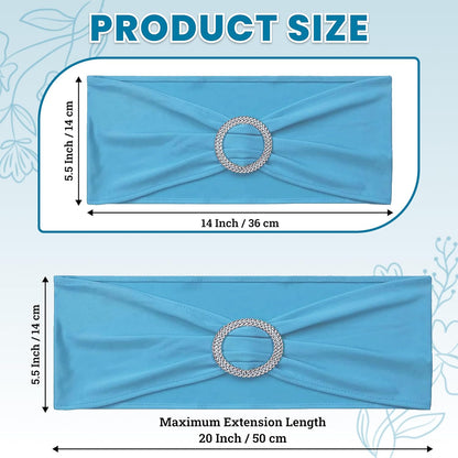MDS Spandex Chair Sashes - Universal Fit Elastic Stretch Bands with Buckle for Weddings | Blue, Pack of 125