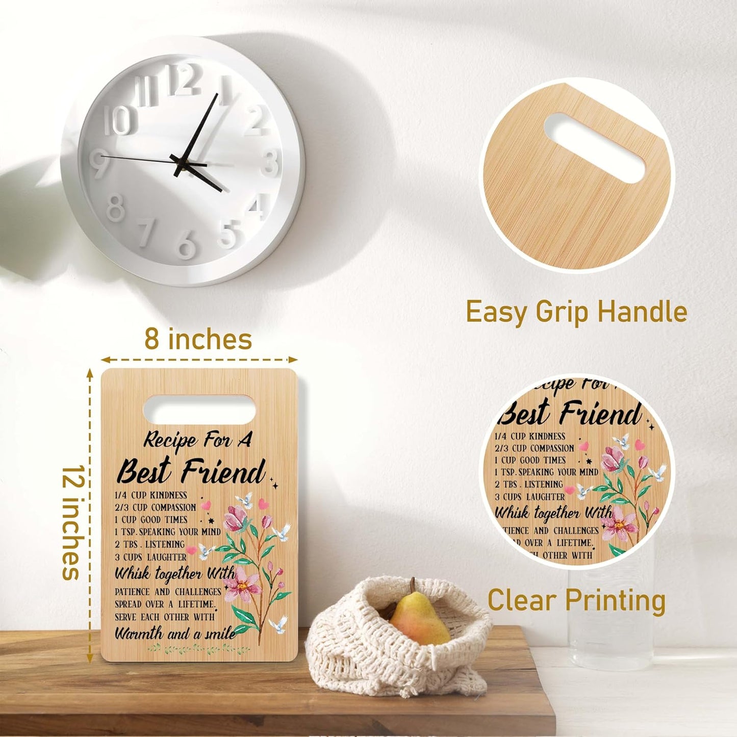 Friends Bamboo Cutting Board, Kitchen Gifts for Women, Best Friend Birthday Christmas Presents, Cooking Decor Favors