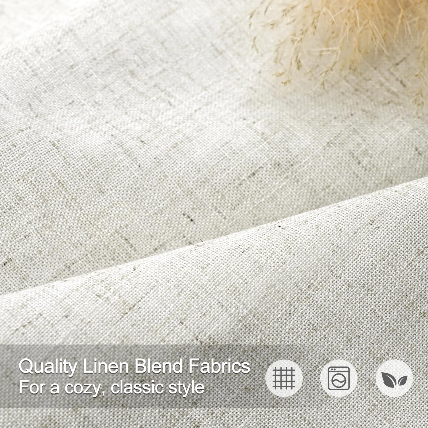 IVAPUPU Natural Linen Blend Pinch Pleated Curtains with 63'', 84'', 95'', 108'' Length