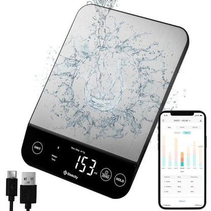 Etekcity Smart Food Nutrition Scale - Bluetooth Calorie Counter, Waterproof, 22lb Capacity, Stainless Steel