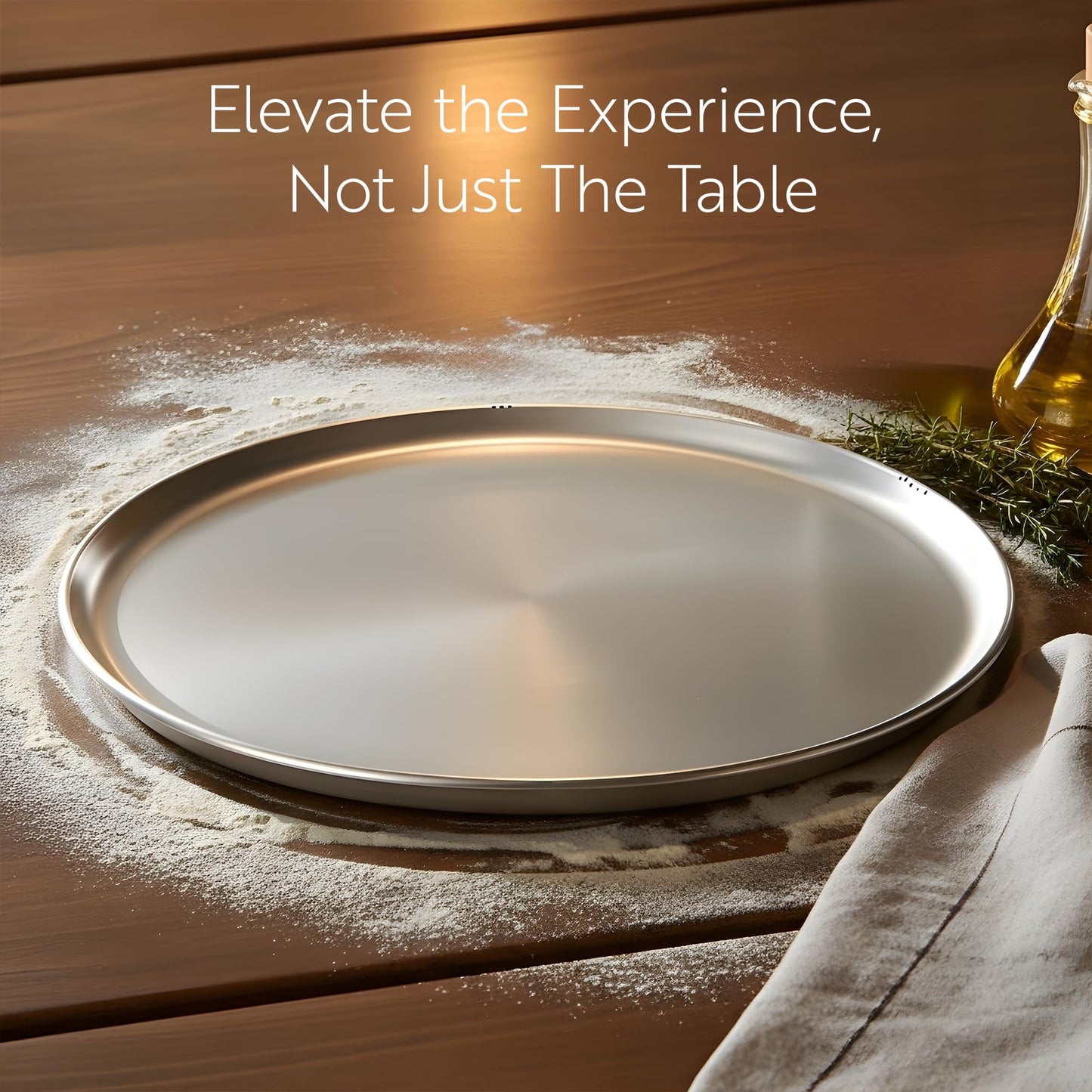 Restaurantware Met Lux 18 Inch Commercial Pizza Pan 1 Coupe Style Pizza Cooking Tray - Heavy-Duty 18-Gauge Aluminum Round Baking Tray Oven-Baking For Pizzas & More