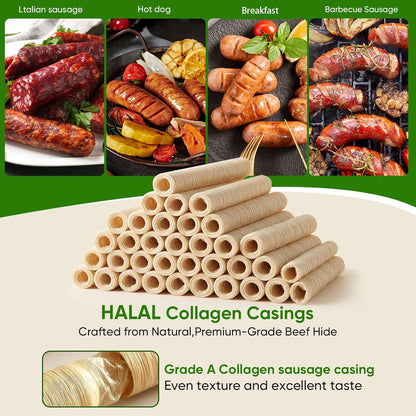 15m/49ft 30mm/ 13/16'' 1 FAIRSKY HALAL Grade A Collagen Sausage Casings, Edible Drying Casing Longer Length