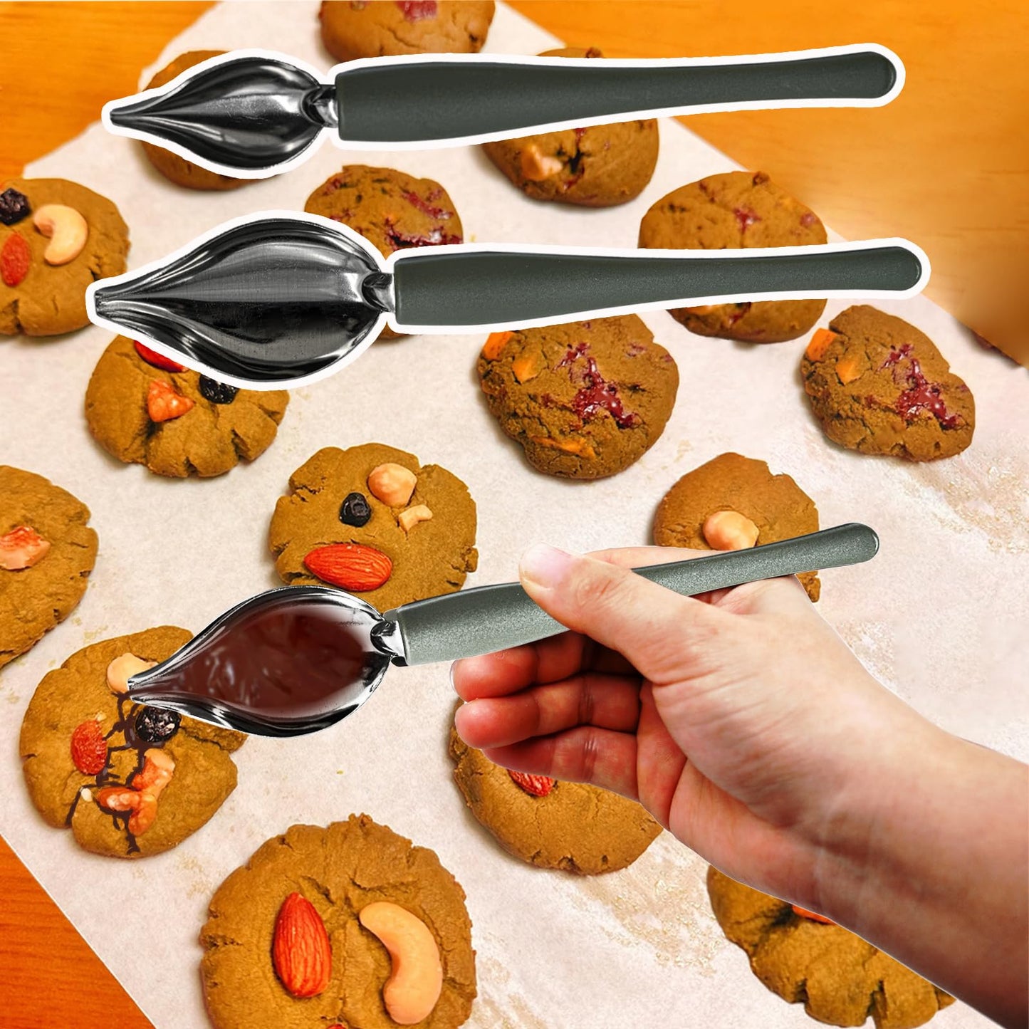 6Chocolate Dipping Tools Set Candy Dipping Tools+2 Culinary Decorating Spoons,Stainless Steel Chef Art Pencil Spoons,Plated Decoration Spoons for Decorative Plates Cake Creamer Coffee