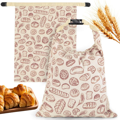 2 PACK Fresh,13''17'', 02 Beeswax Sourdough Bread Bags for Homemade Bread, Reusable Cotton Beeswax Bread Bag Portable