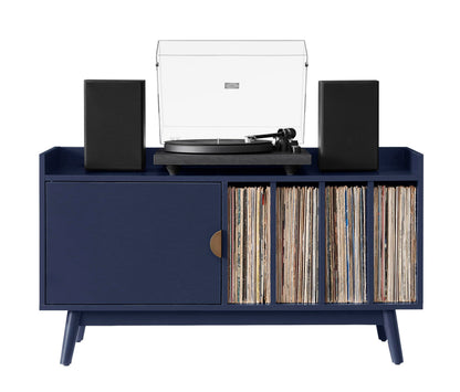 Crosley Furniture Skylar Mid-Century Record Player Cabinet with Vinyl Storage, Turntable Stand for Records, Navy