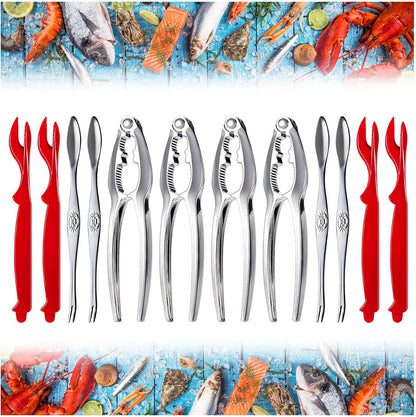 13 Set 4 4 4 1 Pieces Crab Leg Crackers Including Nut Crackers, Lobster Shell Forks, Stainless Steel Forks and Portable