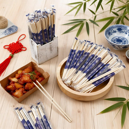 Acellegic 300 Pairs Bamboo Disposable Chopsticks Bulk 8 Inch Round Separated Wooden Chopsticks Individually Wrapped in Clear Sleeve Film for Take out Orders Restaurants Picnics(Smile Face Pattern)