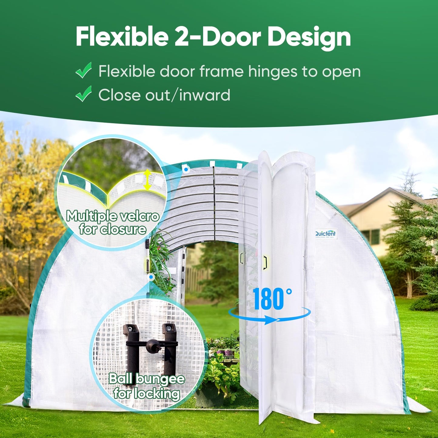 Quictent 25x10x6.6 FT Premium Greenhouse for Outdoors with 2 Door Frames, Reinforced Top Structure & Cover, Large Heavy Duty Walk-in Tunnel Hoop Green House for Garden Backyard Flower Winter, White