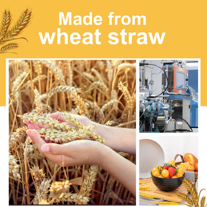 Rubtlamp Wheat Straw Dinnerware Sets, 16PCS Plastic Dinnerware Set for 4, Wheat Straw Plates and Bowls Sets, Unbreakable Dinnerware Plastic Microwave Safe Dishes Set for Kitchen&Camping