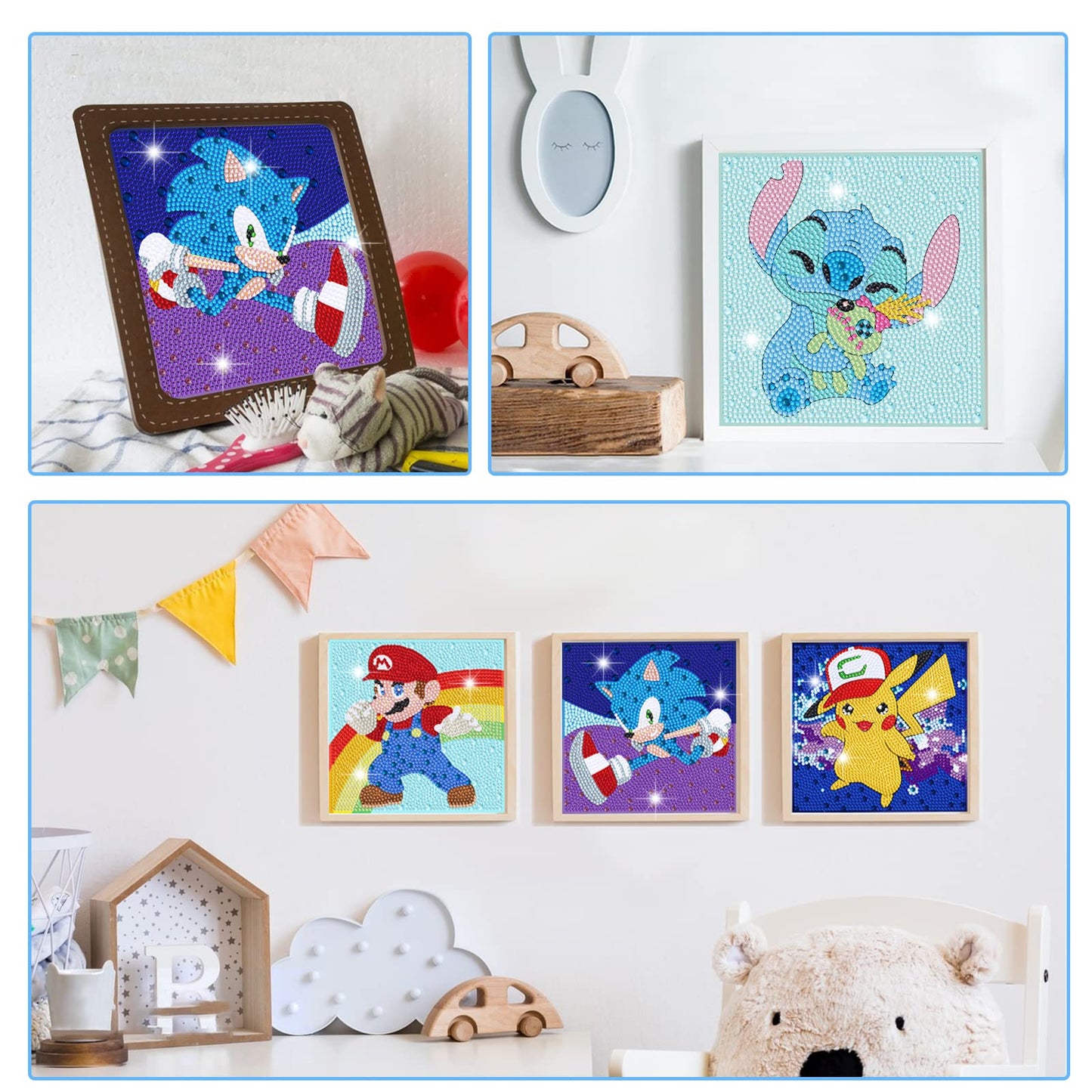 Diamond Art Kits for Kids - 4 Pack Diamond Art Painting Kits - Arts and Crafts for Kids Ages 8-12 - Dimond Art Mosaic - Craft Kits for Girls - GEM Art for Year Old Girl Boys Gifts Adults Art Supplies