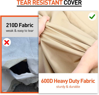Arcedo Waterproof Patio Lounge Chair Covers - Heavy Duty Protection for Outdoor Furniture | 80" L x 32" W x 25" H, Beige & Brown - 2 Pack