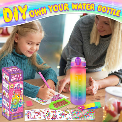 EDSPORTSHOUSE Decorate Your Own Water Bottle Kits for Girls Age 4-6-8-10,Unicorn Painting Crafts,Fun Arts and Crafts Gifts Toys for Girls Birthday Christmas(Unicorn)