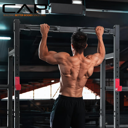 Cap Power Rack with Pull Up Bar & Attachments - Squat Rack & Strength Training Power Cage for Home Gym - Blue