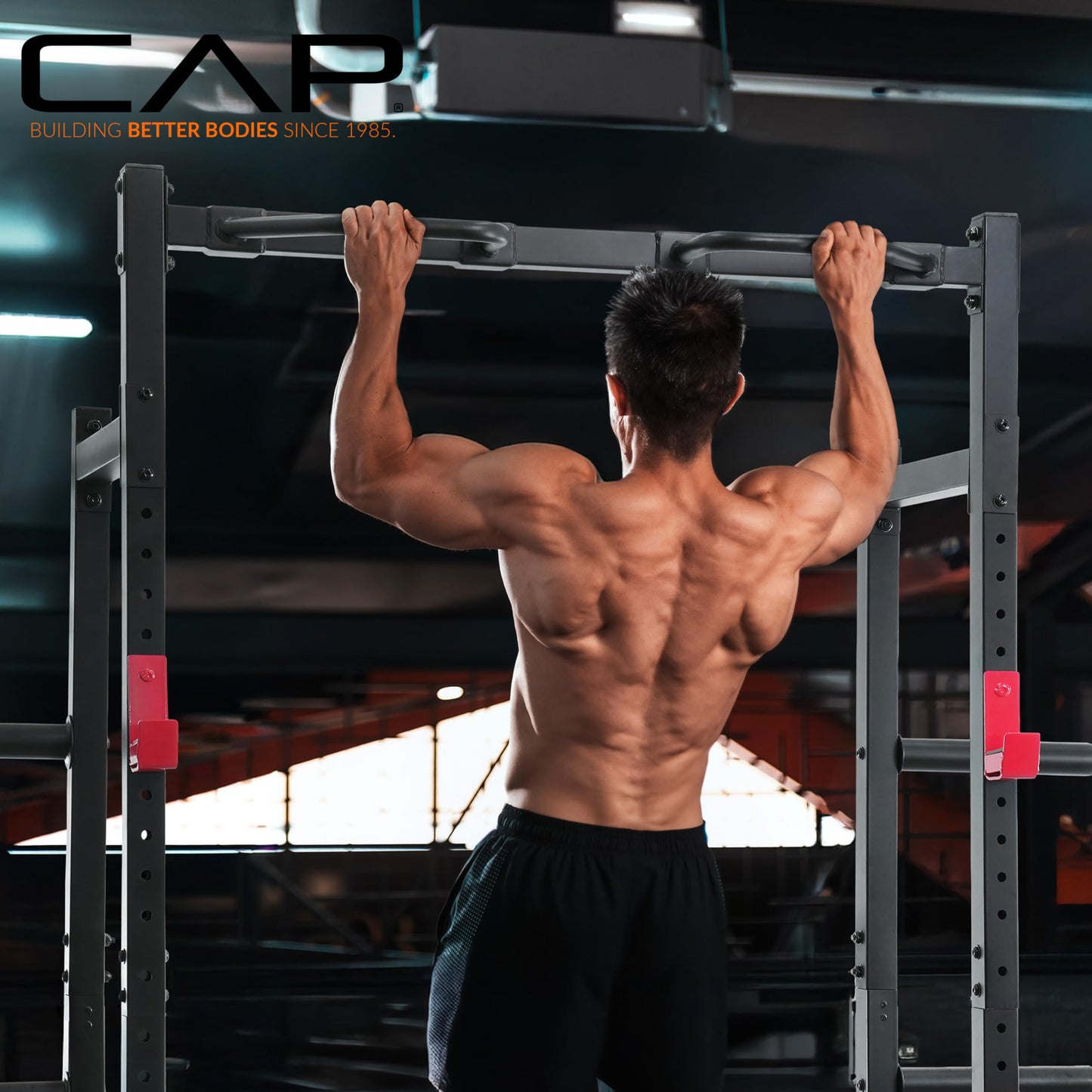 Cap Power Rack with Pull Up Bar & Attachments - Squat Rack & Strength Training Power Cage for Home Gym - RED