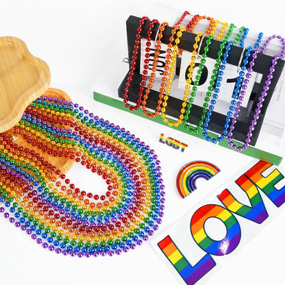 SHAOQINLIN 102 PCS Pride Beads Necklaces, Pride Accessories, Rainbow Beads Necklaces Bulk, Gay Lesbian Pride Month Parade Throws Pride Party Favors in 6 Colors