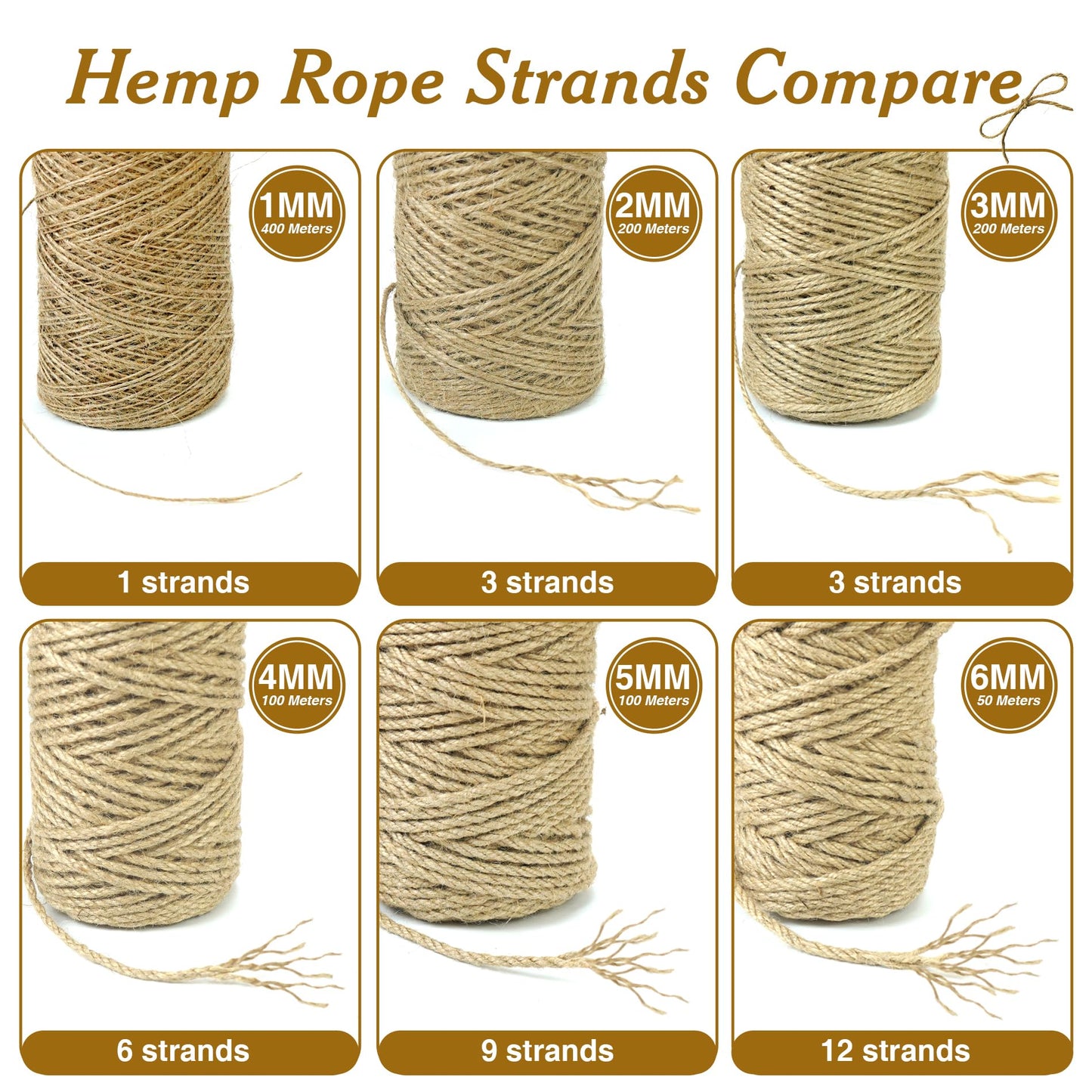 5mm*328 Feet Natural Jute Twine String DIY Home Decor,Thick Jute Twine for Crafting Gift Wrapping Packing Gardening Crochet Knitting Macrame Decor,5mm Brown Rope for Refurbish Cat Tree