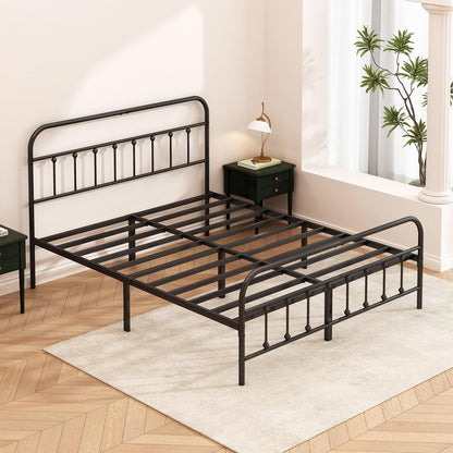 Kujielan Metal Bed Frame - Structurally Stable Heavy Duty Steel Slat Supported King Bed Frames,No Box Spring Needed for Easy Removal and Transport.
