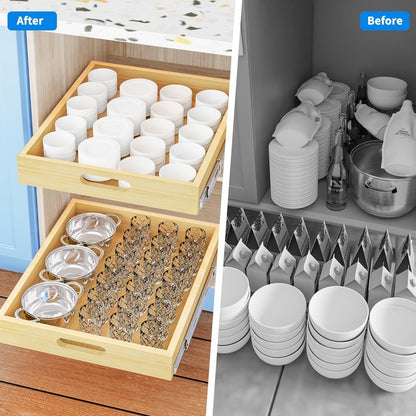 Petpvilit Pull Out Cabinet Organizer for 30.5" Wide or Larger Cabinet, 1PC 29" W x 21" D Soft Close Slide Out Wood Drawer Storage Shelves for Kitchen,Finished, Heavy-Duty, Bottom Assembly