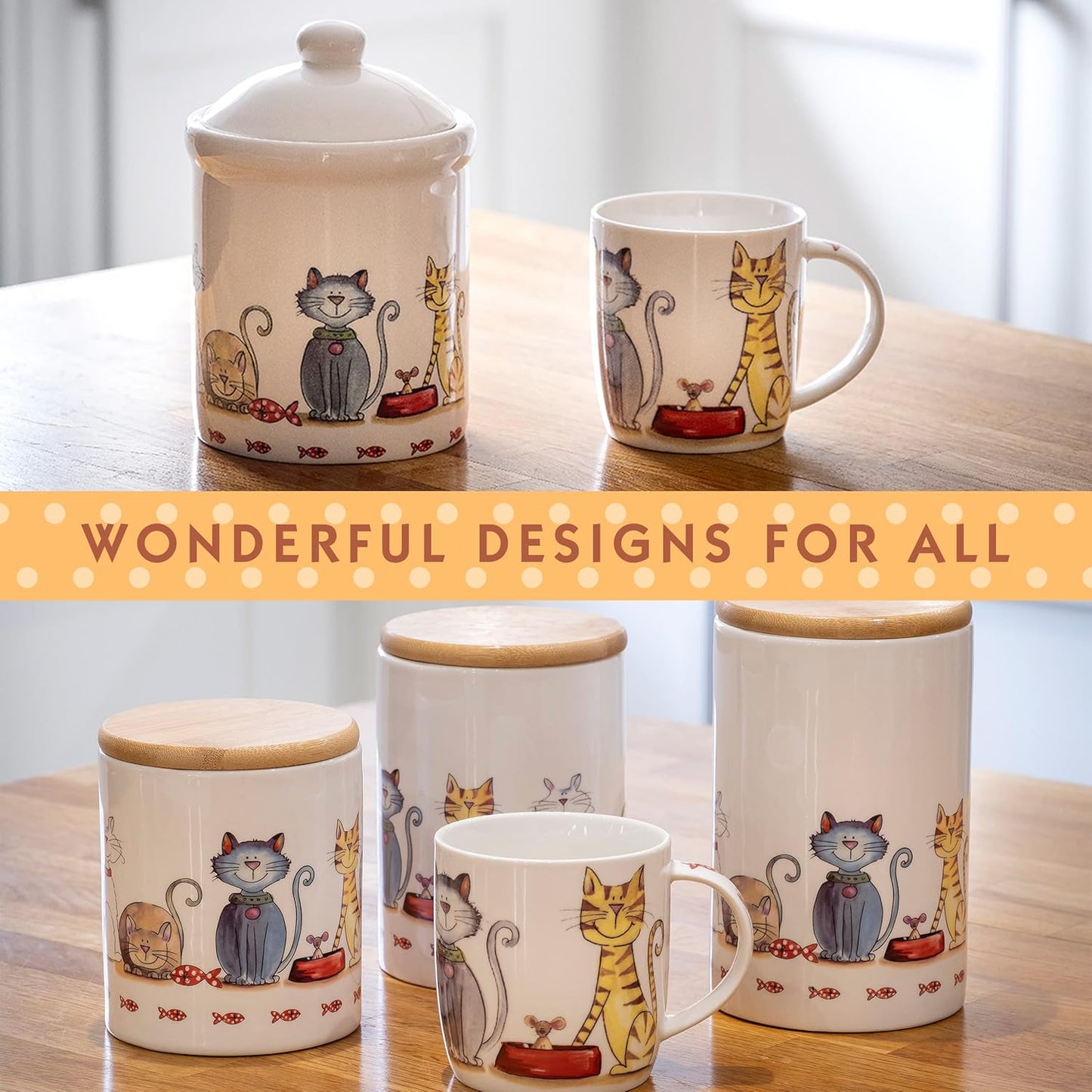SPOTTED DOG GIFT COMPANY Apron - Cute Cats Themed Kitchenware, 100% Cotton, 37"x28" Cooking and Baking Gift