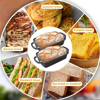 Cast Iron Bread Pan with Lid by [Brand Name] - 2-in-1 Loaf Bakeware for Sourdough & Sandwich Bread - 9x5 Inch Heavy Duty Design