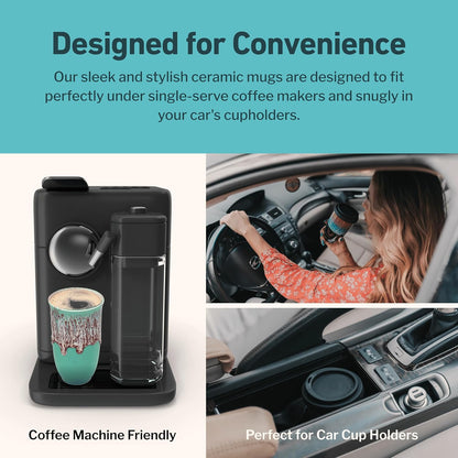 16oz NOVA CERAMICS Travel Mug On the Go Coffee Tumbler Microwave & Dishwasher Safe Green Tumbler - Gifts For Women Men