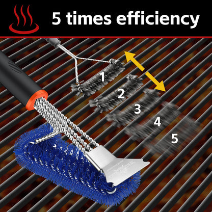 XUDAKAIXIN Grill Brush and Scraper, Safe Nylon Bristles Barbecue Outdoor Grill Brush for Cooled Grates, Extra Strong BBQ Cleaner Accessories (Blue)