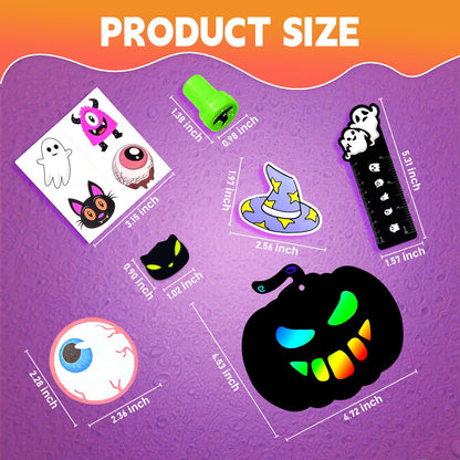 252Pcs Halloween Party Favors for Kids Bulk Stationery Set, 24 Pack Halloween Goodie Bags Stuffers Treat Bag Fillers, Classroom Prizes Non Candy Trick or Treat Toys for School Student Gifts Bags