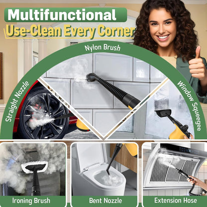 11 Pressurized Handheld Steam Cleaner for Home Deep Cleaning, Multi-Purpose Portable Steamer for Cleaning with PCS
