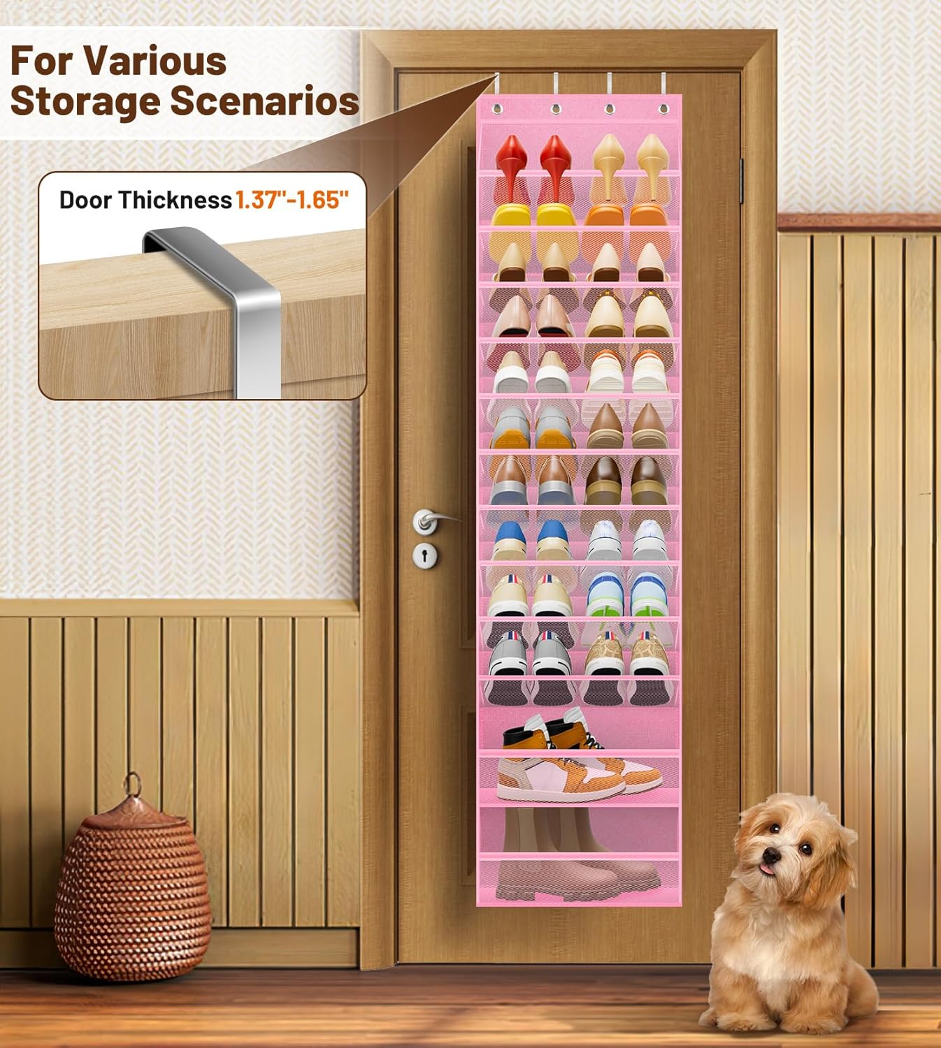 12 Closet 24 MISSLO Tier Over the Door Shoe Organizer Breathable Mesh Hanging Shoe Rack for Storage Shoe Holder