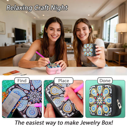CharySim 2 PC Diamond Art Jewelry Boxes Kits for Adults Diamond Gem Art Kit Paint by Dots Crafts Kits for Birthday Gift Women Relaxing Craft Kit Calming Gift DIY Bedazzling Art (Mandral)