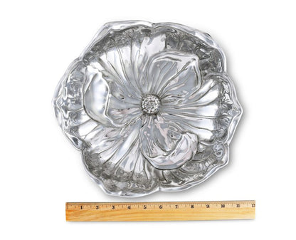 Arthur Court Aluminum Magnolia Bloom Bowl Salad Serving Designer 10 inch Diameter x 3 inch Tall