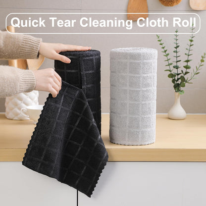 Ferdilan 80 Pack Microfiber Cleaning Cloth Roll,Lint Free Rags Paper Towels & Tear Away Reusable Towels,Washable Shop Rags,Wash Cloths Dish Rags(12" x 12") for Car Kitchen Window Garage-Light Gray