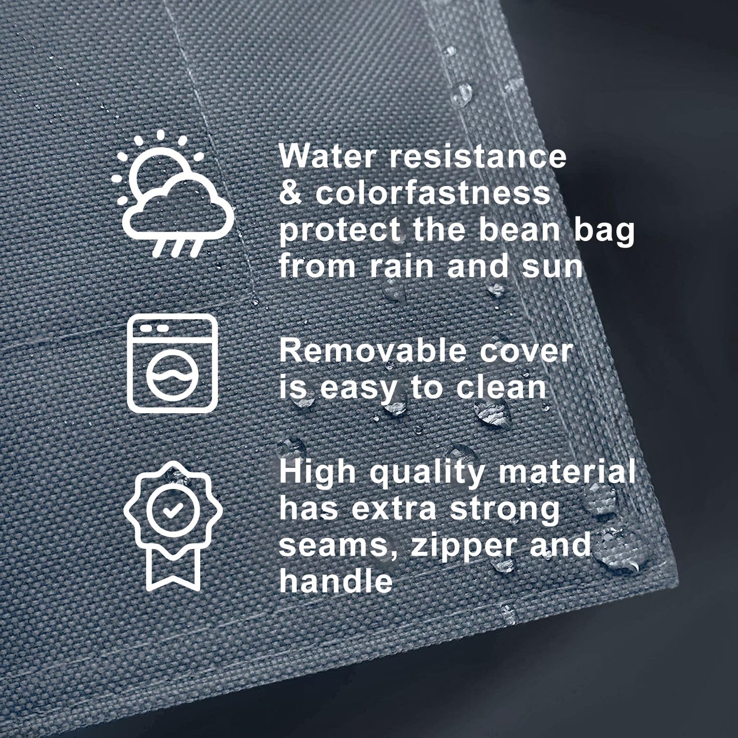 Lumaland Outdoor/Indoor Bean Bag 7ft, Water-Repellent and Fading-Resistant, Comfortable Sack Chair for Patio, Backyard, Frontyard, Deck, Garden, Swimming Pool and Home, Dark Grey