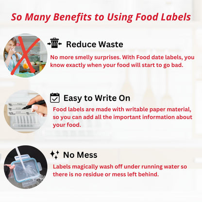 ATL Direct 2x1 Dissolvable Food Labels, 1000 Label Stickers, Bottle Labels for Storage Bins, Sticker Labels for Food containers, (1000, Red)
