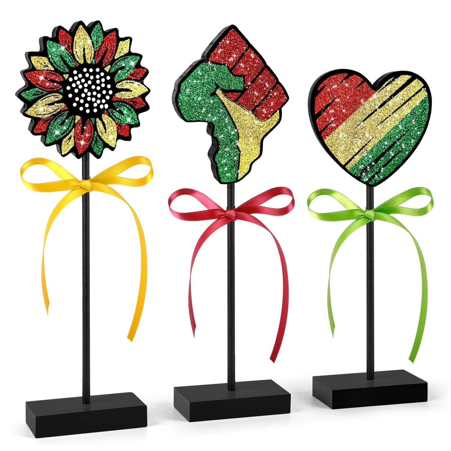 3 Pcs Juneteenth Tiered Tray Decor Wooden Signs Rustic 1865 Freedom Black American Juneteenth Table Decoration for African Home Kitchen (History.Shiny)