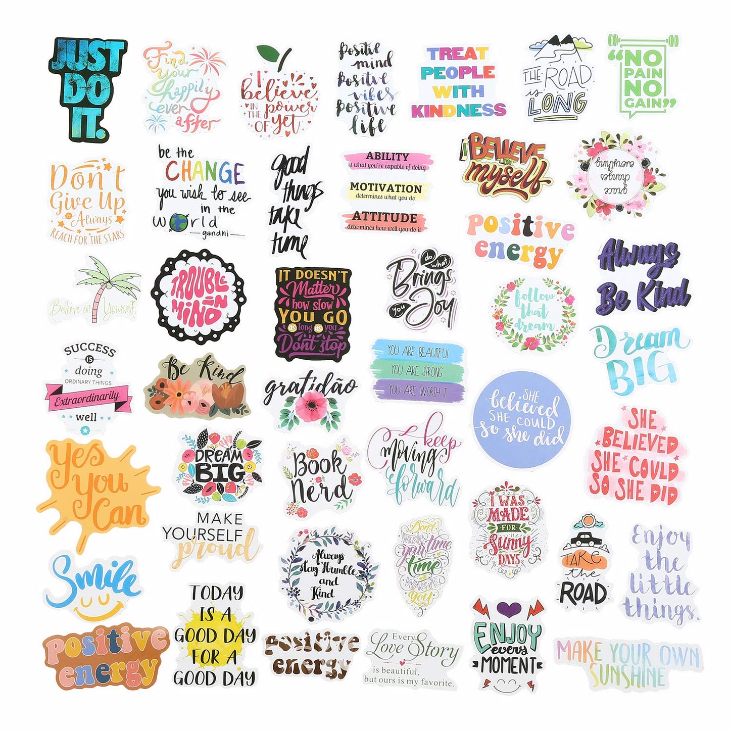 200pcs Motivational Quote Stickers, Inspirational Positive Affirmation Stickers for Women Adults Students Teens, Waterproof Vinyl Decals for Water Bottles Laptop Vision Board Supplies