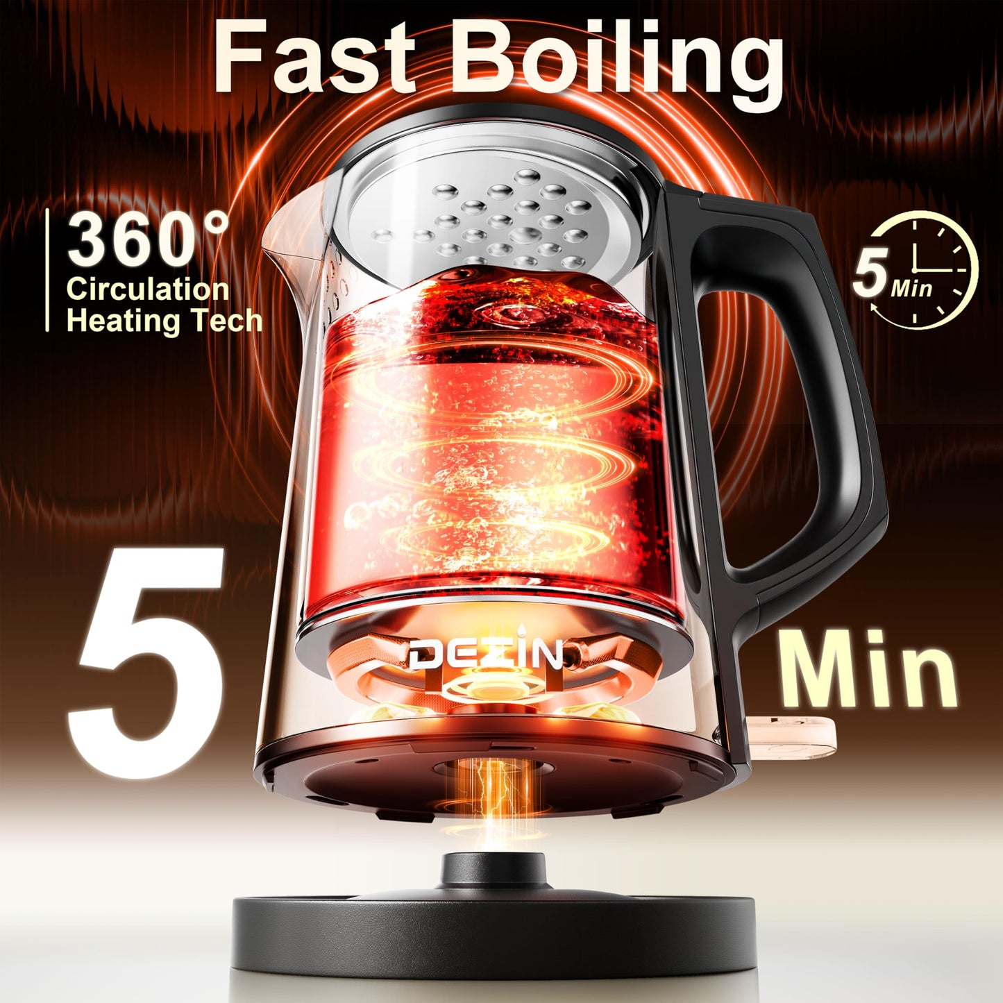 Dezin 0.8L Electric Kettle, Small Electric Kettle with Double Wall Construction, 304 Stainless Steel Electric Tea Kettle for Business Trip, Portable Travel Kettle with Auto Shut-Off
