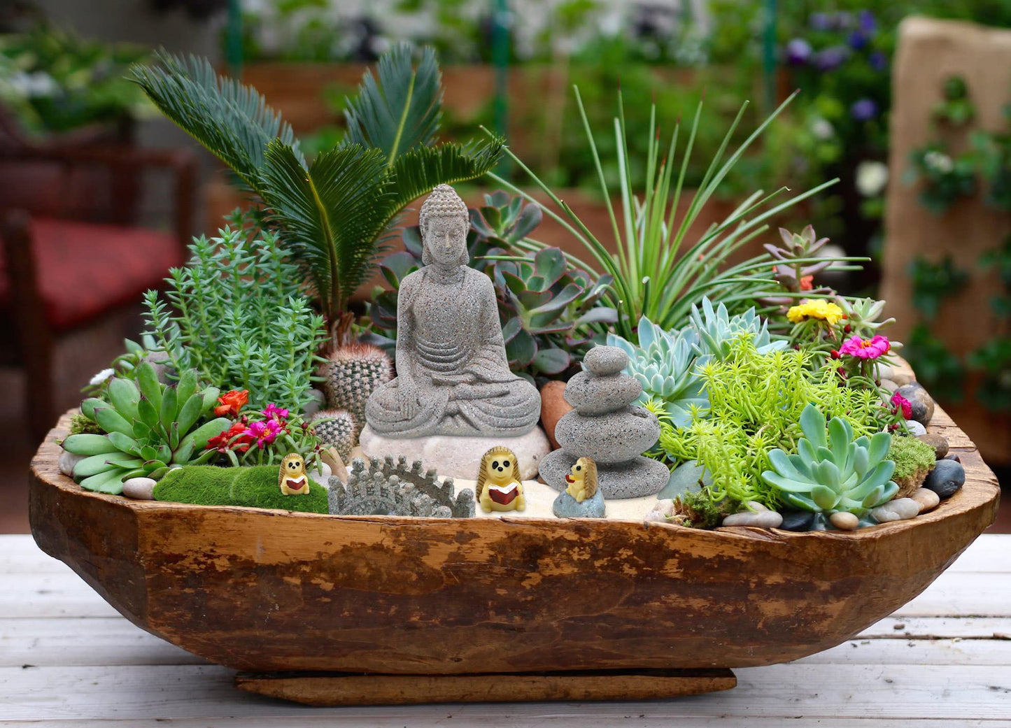 Meditation Zen Garden Accessories - Miniature Buddha Fairy Garden Kit Micro landscape Terrarium Kit DIY Japanese Mini Zen Garden Decor Chinese Potted Plant Culture Bonsai Decoration Bridge Pagoda
